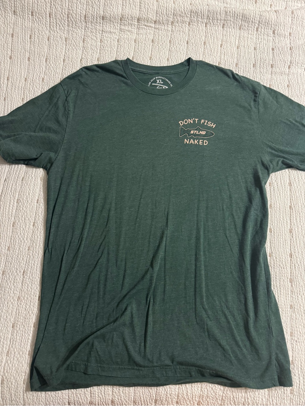 Don't Fish Naked Graphic Tee - Dark Green Short Sleeve